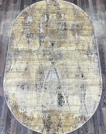 Ковер турецкий A2080A Lisa (Полиэстер, бежевый, серый) овальный