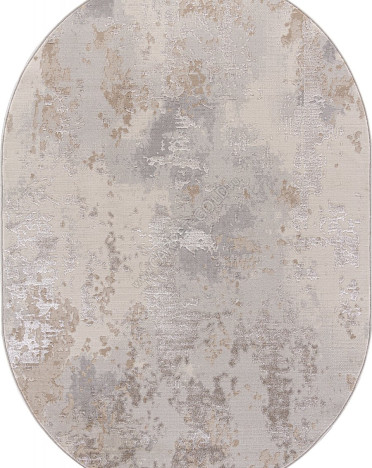 Ковер российский F171 Меринос LIMAN (Полиэстер, бежевый, темно-серый) овальный