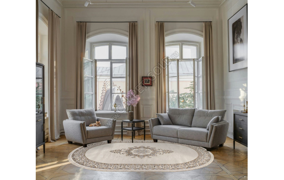 Ковер 27236A - CREAM / BLUE - Овал - коллекция MOSSO